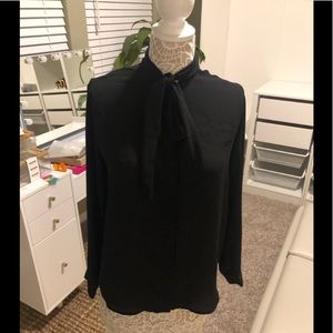 Black tie neck blouse long sleeve target